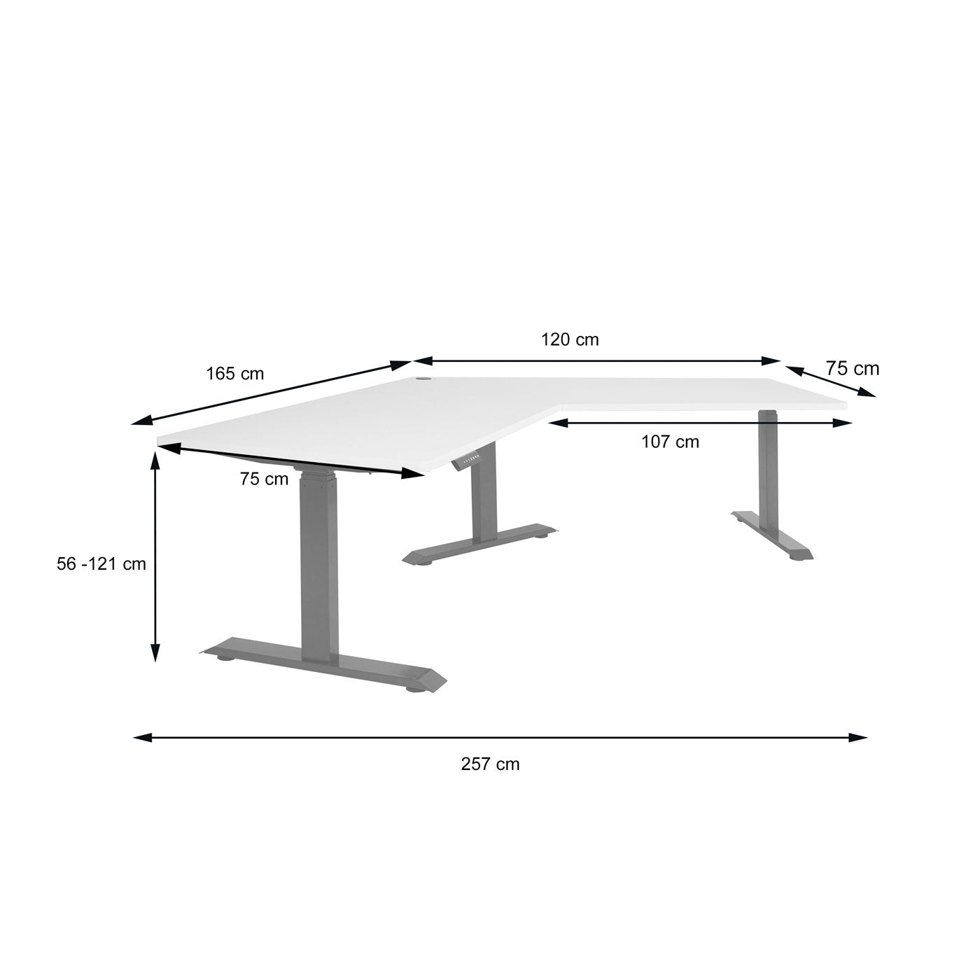 Bureau MCW-D40, computerbureau, 120° elektrisch in hoogte verstelbaar ~ naturel, zwart