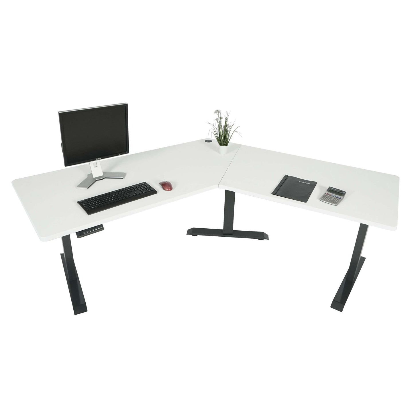 Bureau MCW-D40, computerbureau, 120° elektrisch in hoogte verstelbaar ~ wit, antracietgrijs