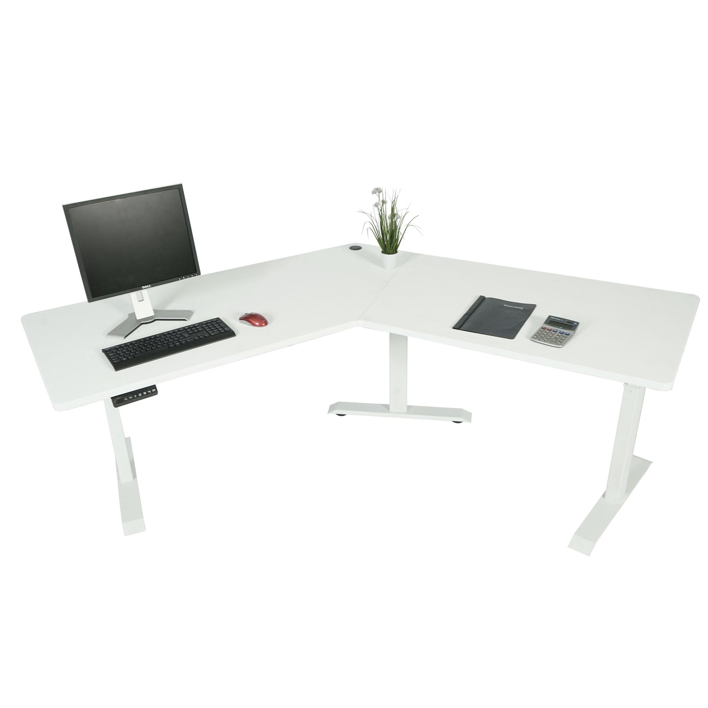 Bureau MCW-D40, computerbureau, 120° elektrisch in hoogte verstelbaar ~ wit, wit