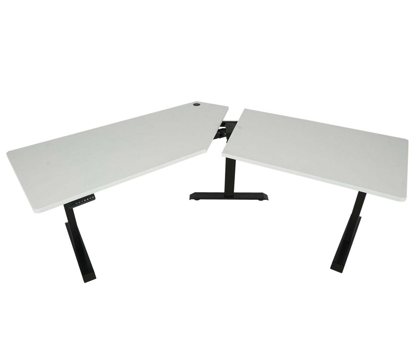 Bureau MCW-D40, computerbureau, 120° elektrisch in hoogte verstelbaar ~ wit, zwart