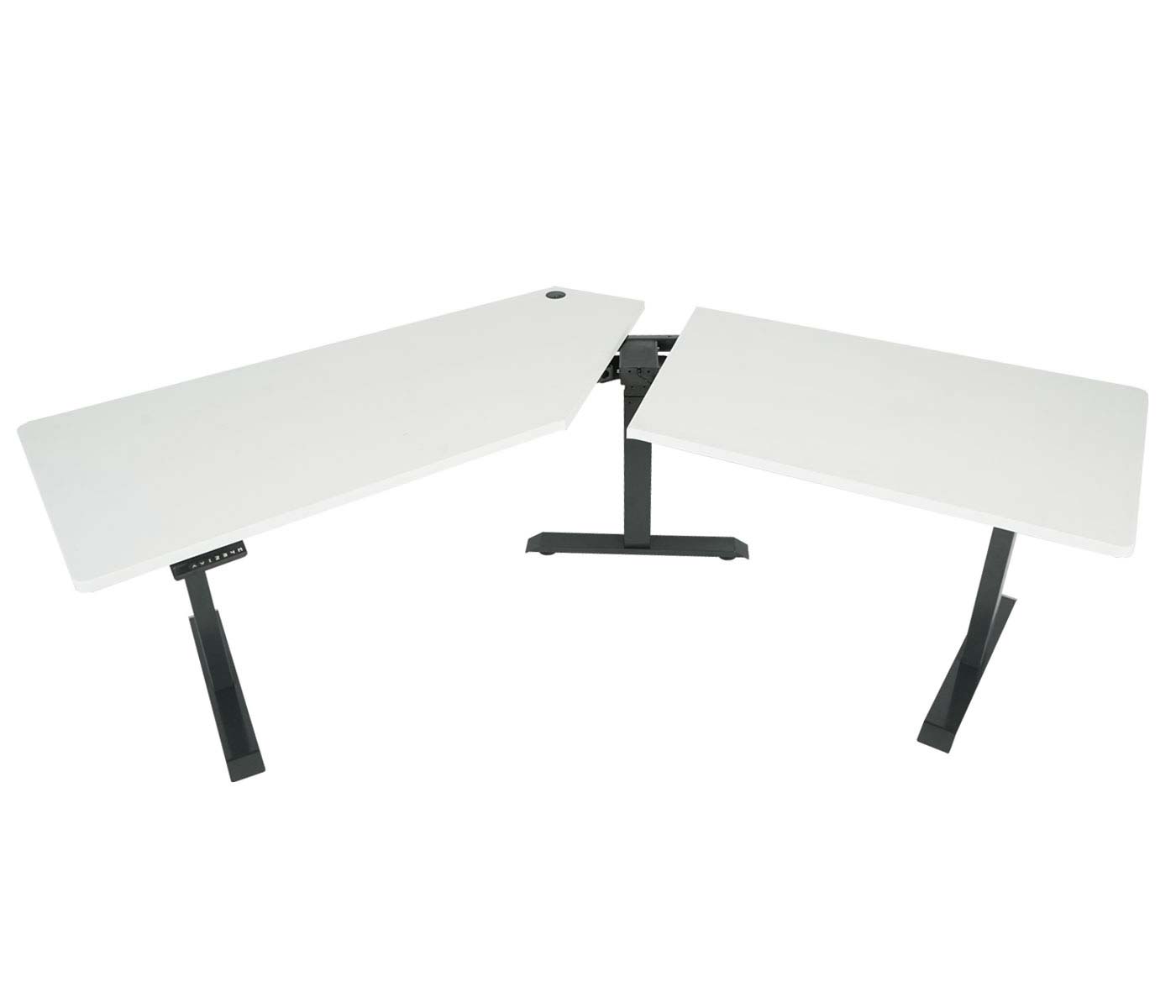 Bureau MCW-D40, computerbureau, 120° elektrisch in hoogte verstelbaar ~ wit, antracietgrijs