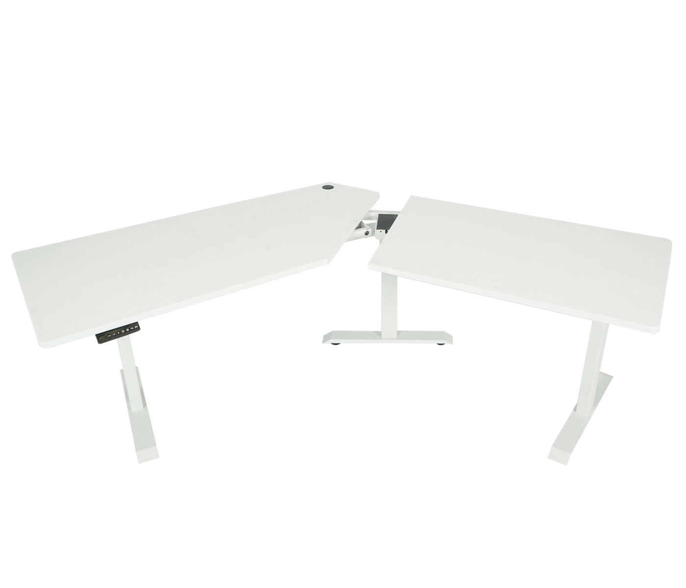 Bureau MCW-D40, computerbureau, 120° elektrisch in hoogte verstelbaar ~ wit, wit