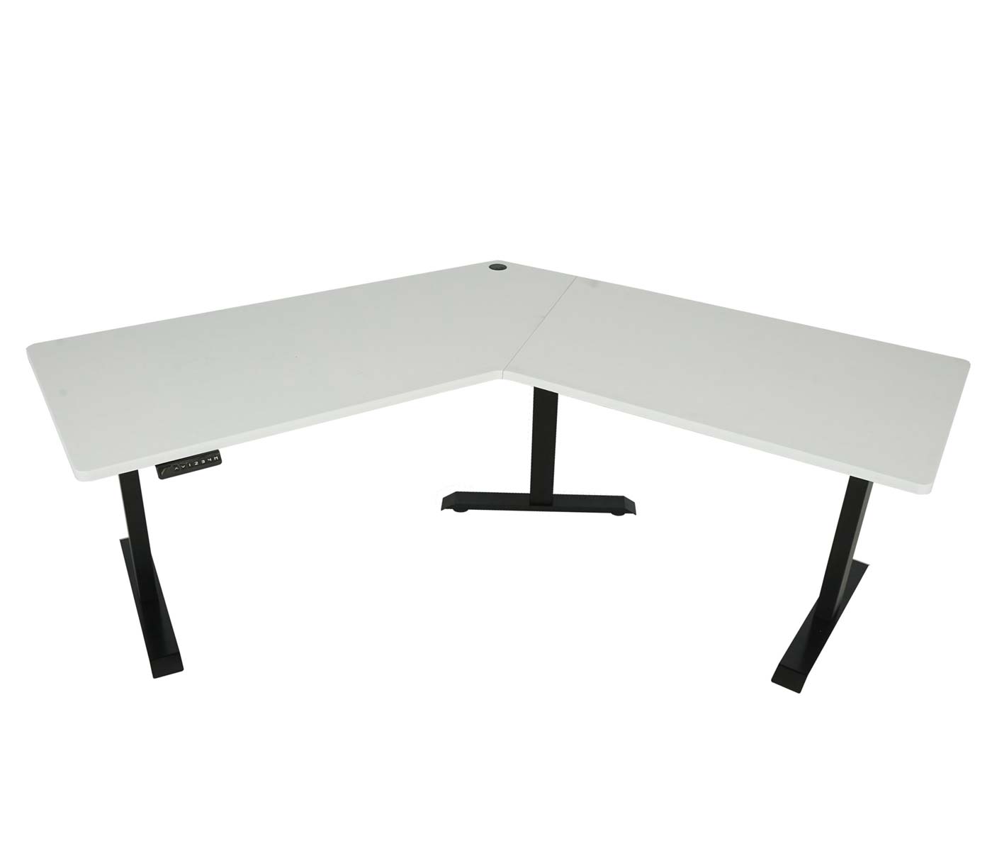 Bureau MCW-D40, computerbureau, 120° elektrisch in hoogte verstelbaar ~ wit, zwart