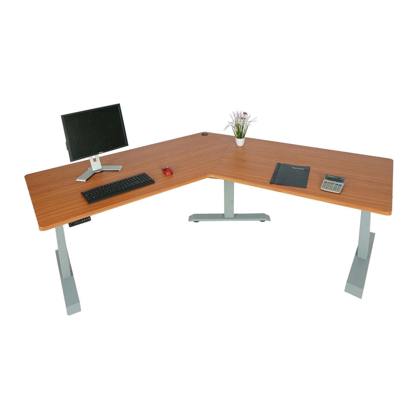 Bureau MCW-D40, computerbureau, 120° elektrisch in hoogte verstelbaar ~ naturel, grijs