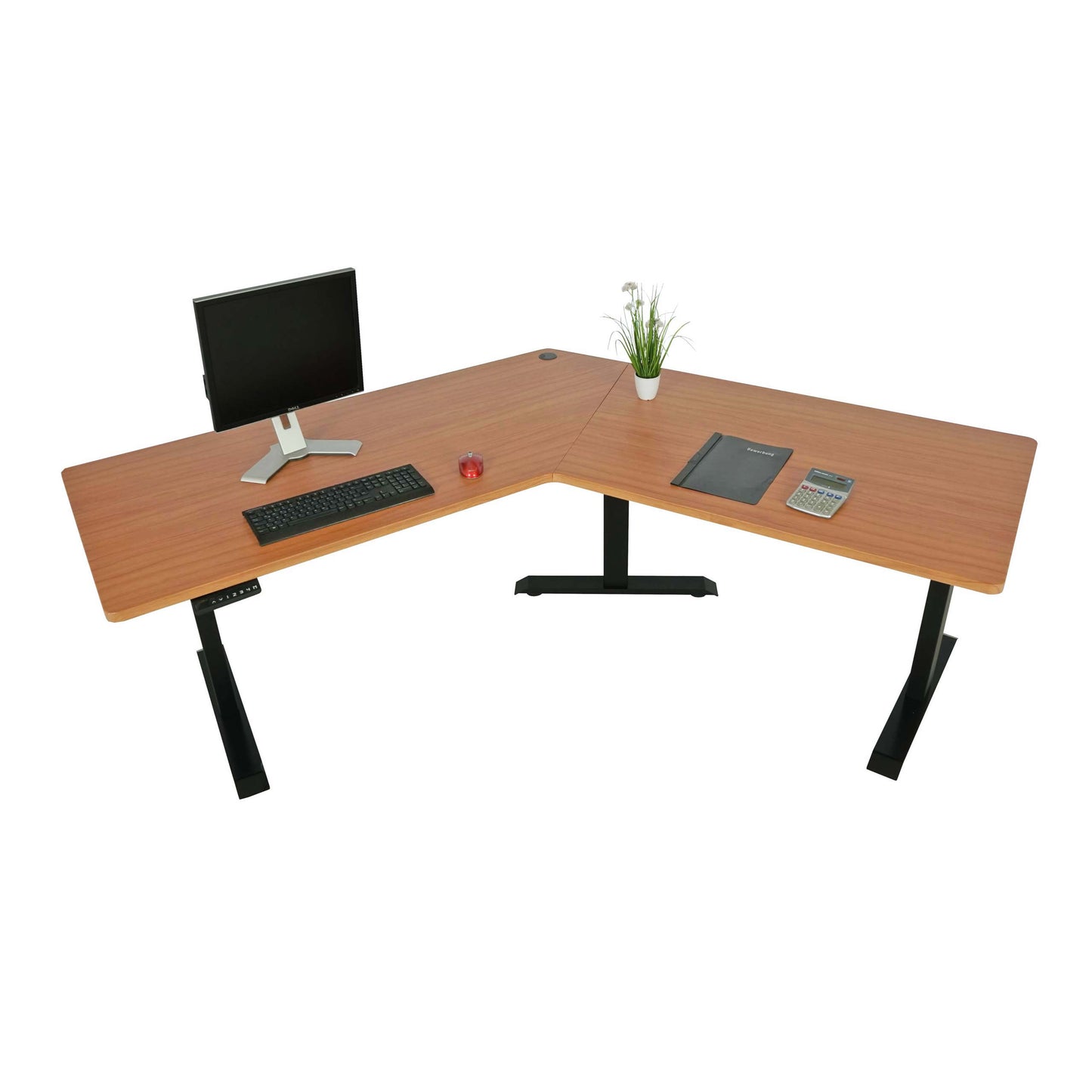 Bureau MCW-D40, computerbureau, 120° elektrisch in hoogte verstelbaar ~ naturel, zwart