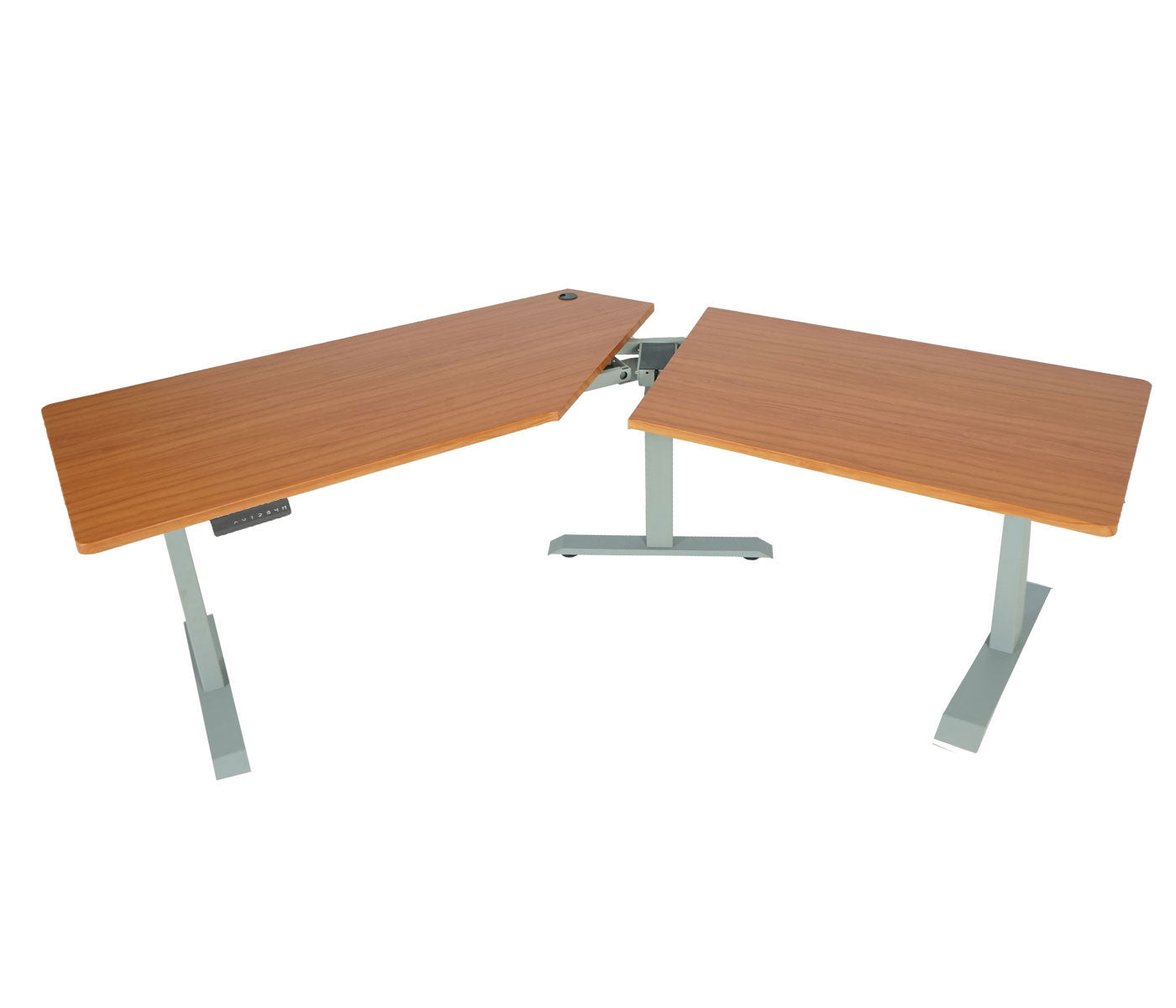 Bureau MCW-D40, computerbureau, 120° elektrisch in hoogte verstelbaar ~ naturel, grijs