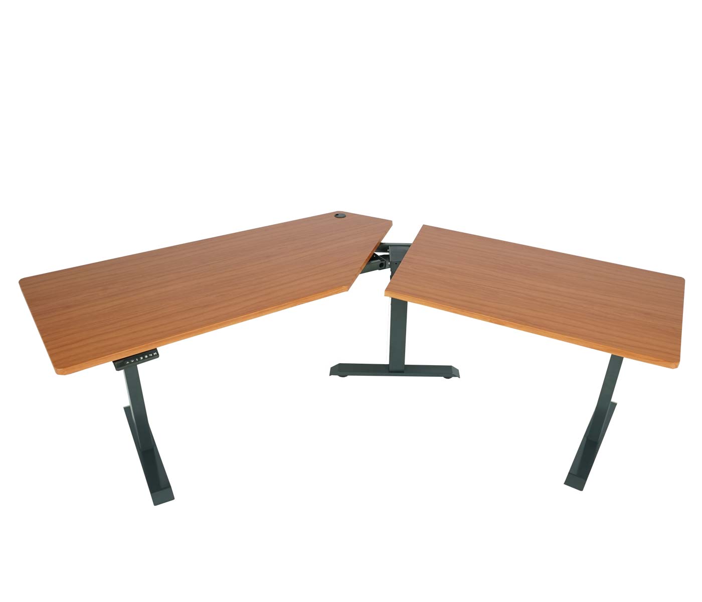 Bureau MCW-D40, computerbureau, 120° elektrisch in hoogte verstelbaar ~ naturel, antracietgrijs
