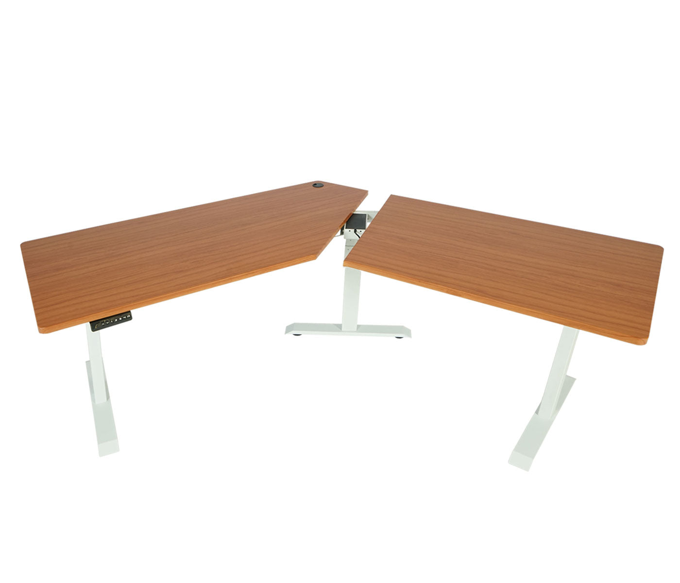Bureau MCW-D40, computerbureau, 120° elektrisch in hoogte verstelbaar ~ naturel, wit