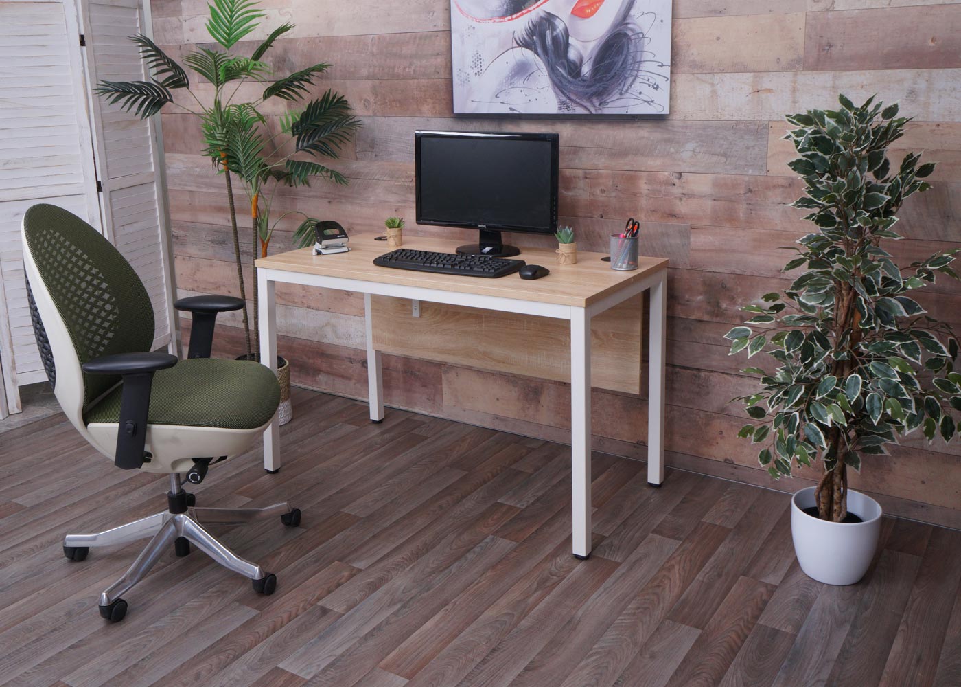 Bureau MCW-E94, bureau computer 120x60cm ~ naturel-wit