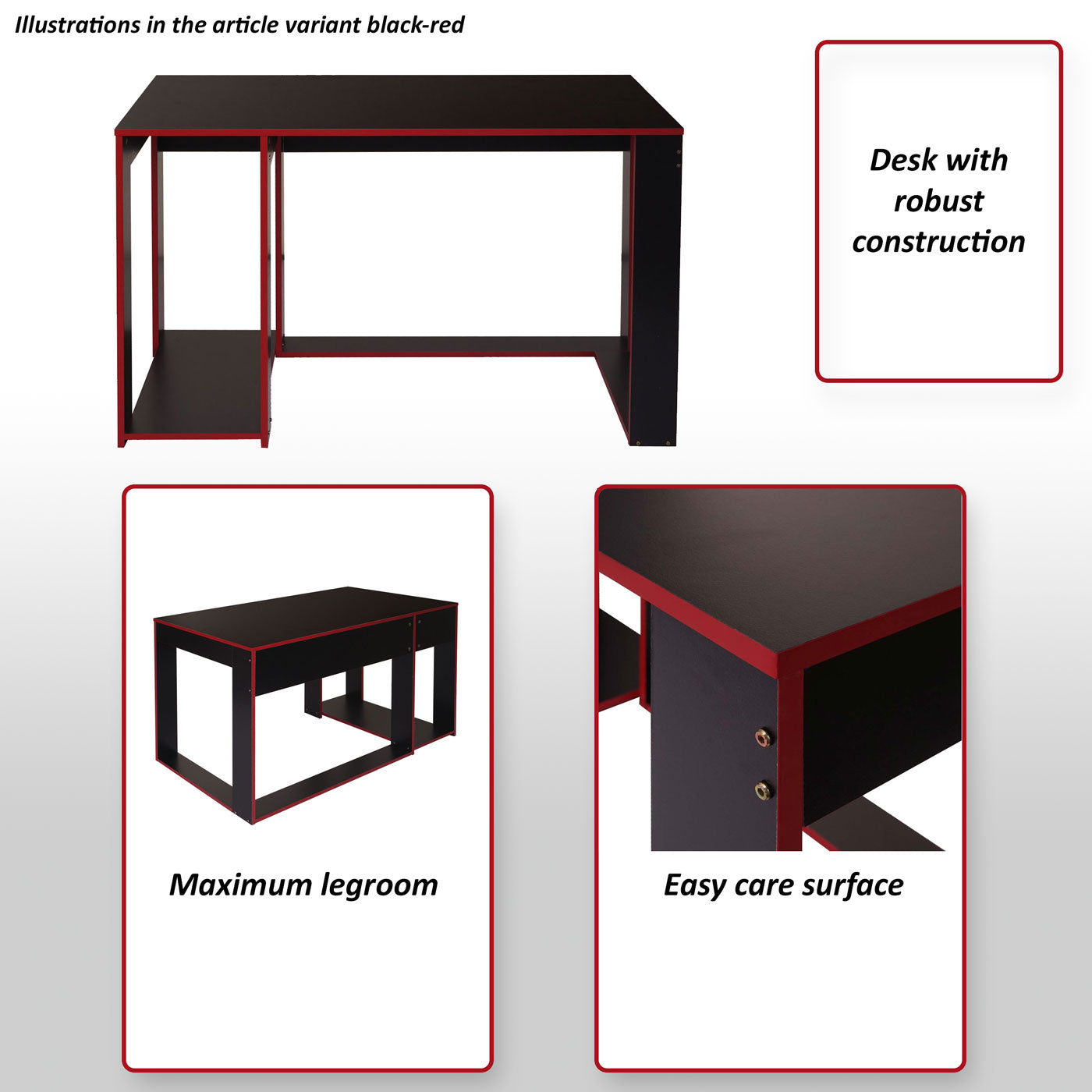 Bureau MCW-J26, computerbureau, bureau, 120x60x76cm ~ zwart-grijs