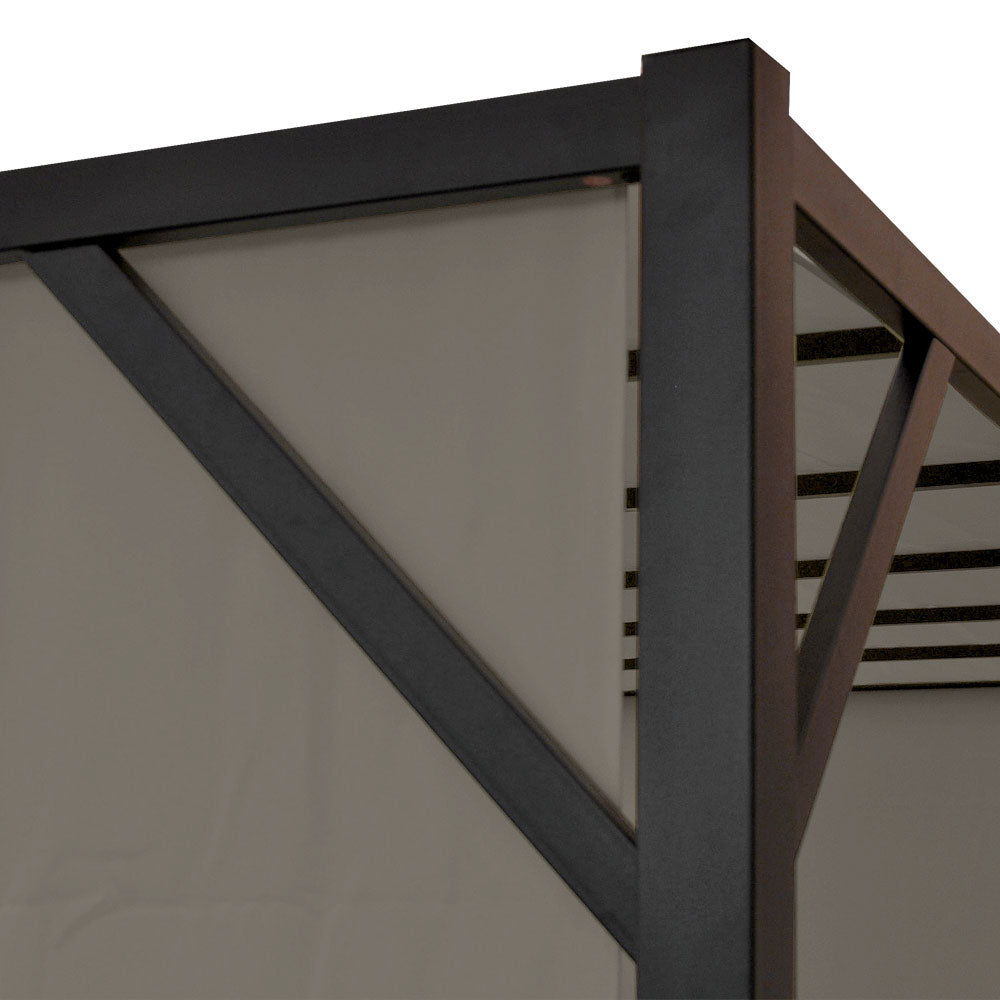Pergola Baia, tuinpaviljoen terrasoverkapping, stevig 6cm stalen frame + schuifdak taupe ~ 3x4m