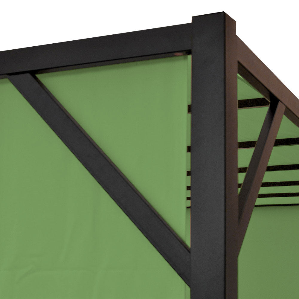 Pergola Baia, tuinpaviljoen terrasoverkapping, stevig 6cm stalen frame + schuifdak groen ~ 4x4m
