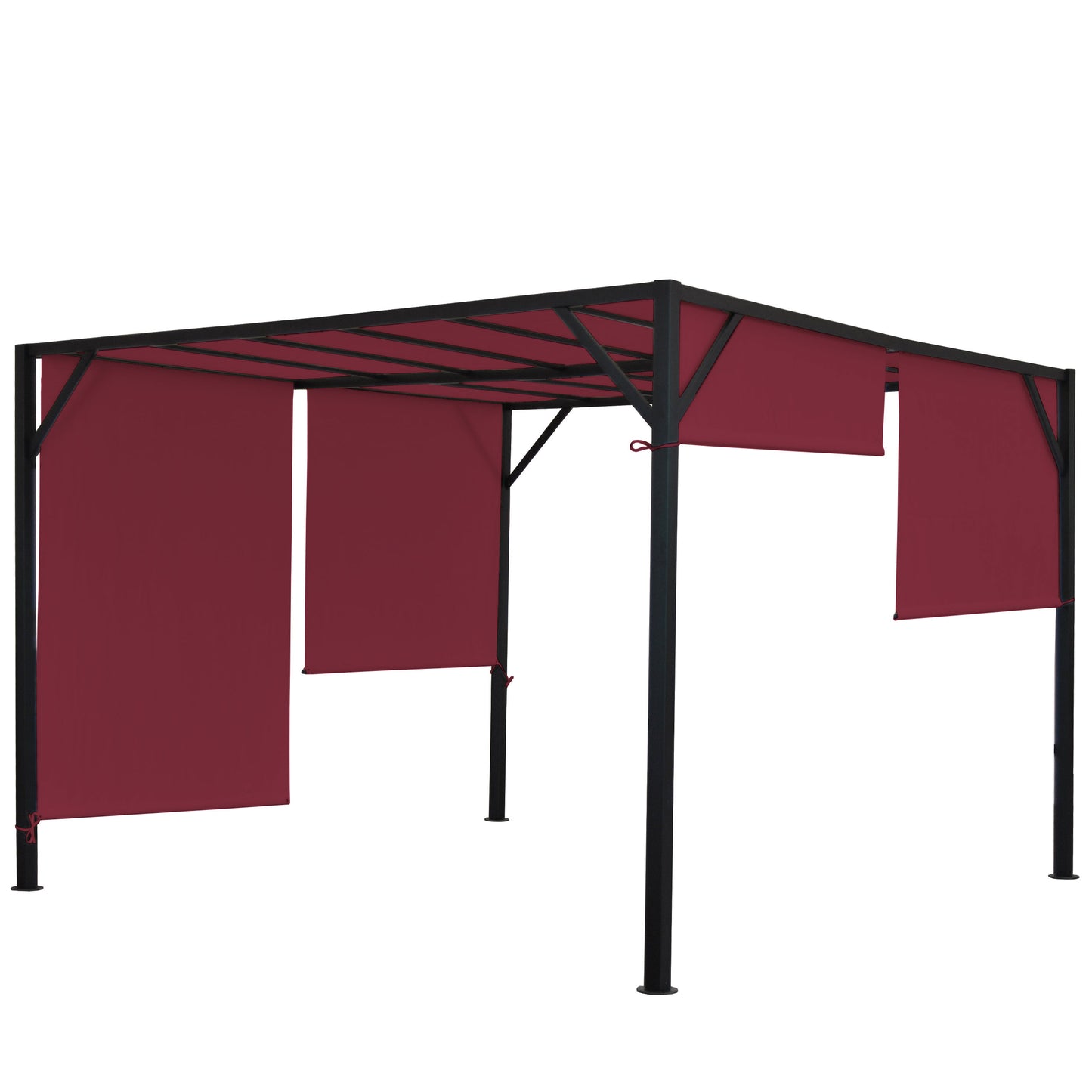 Pergola Baia, tuinpaviljoen terrasoverkapping, stevig 6cm stalen frame + schuifdak bordeaux-rood ~ 3x4m