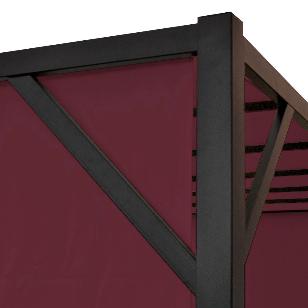 Pergola Baia, tuinpaviljoen terrasoverkapping, stevig 6cm stalen frame + schuifdak bordeaux-rood ~ 3x4m