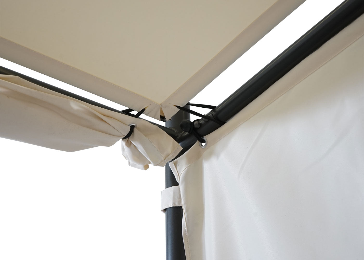 Pergola MCW-A22, aanbouw pergola tuinpaviljoen terrasoverkapping zonwering, 3x3m ~ crème + zijwand