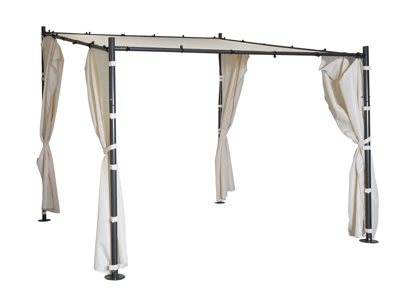 Pergola MCW-A22, aanbouw pergola tuinpaviljoen terrasoverkapping zonwering, 3x3m ~ crème + zijwand