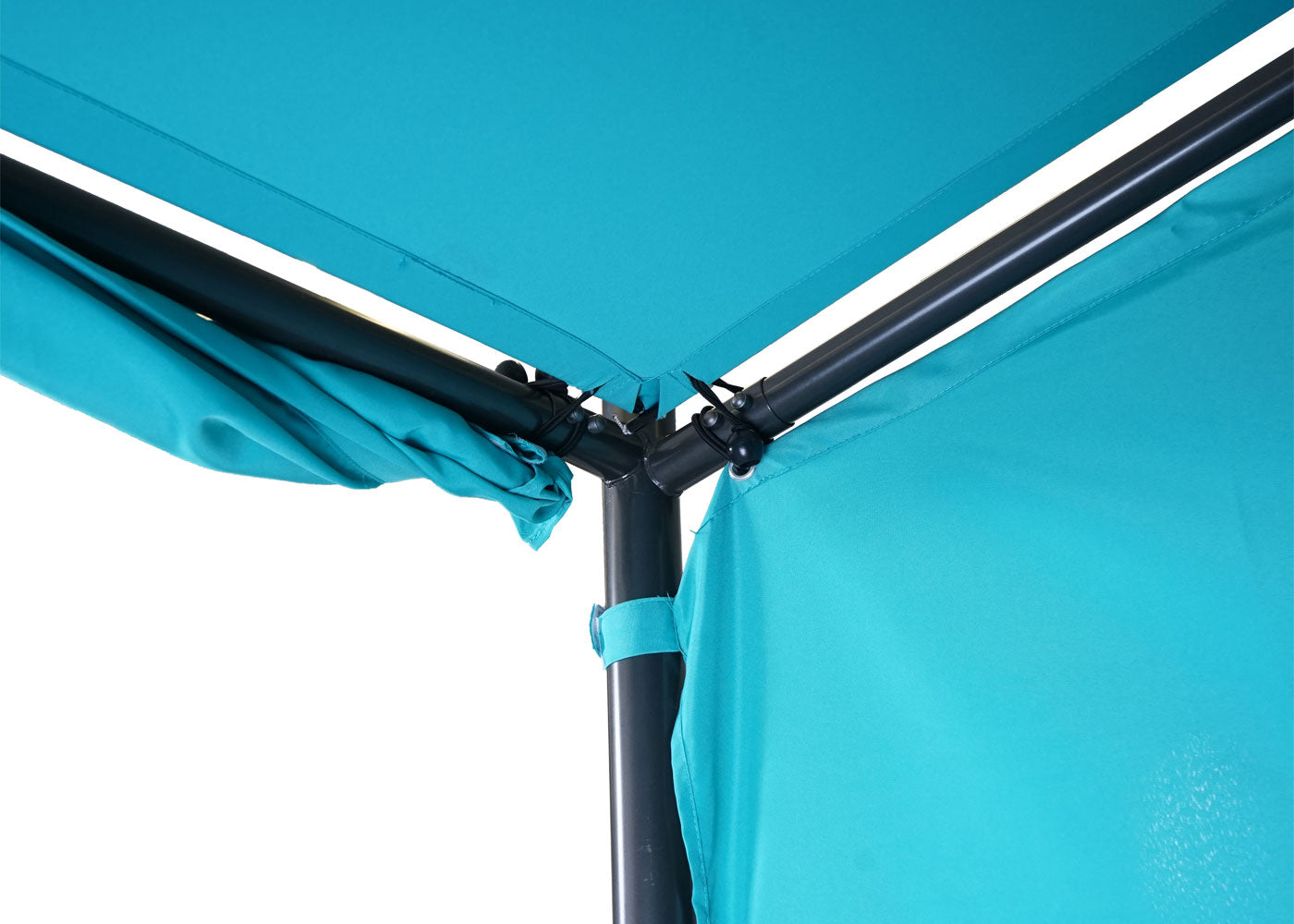 Pergola MCW-A22, aanbouw pergola tuinpaviljoen terrasoverkapping zonwering, 3x3m ~ turquoise + zijwand