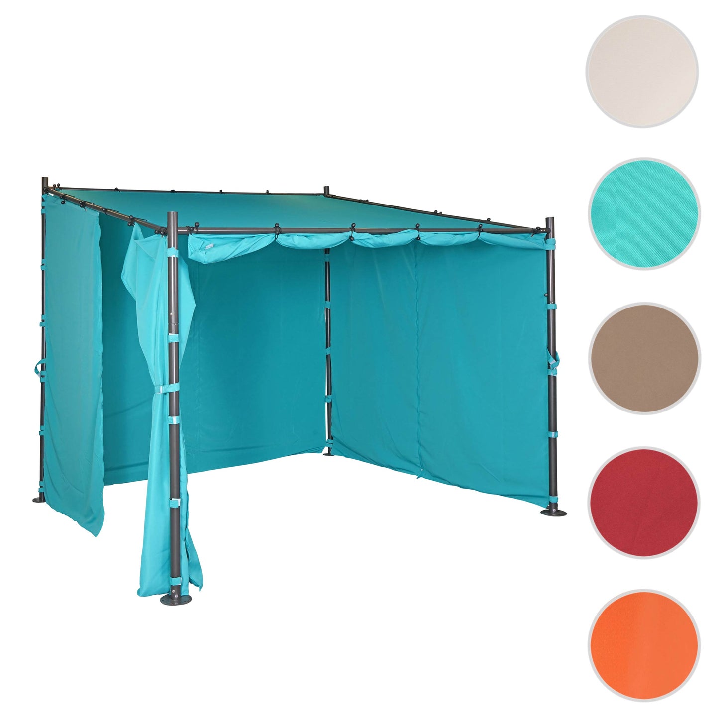 Pergola MCW-A22, aanbouw pergola tuinpaviljoen terrasoverkapping zonwering, 3x3m ~ turquoise + zijwand