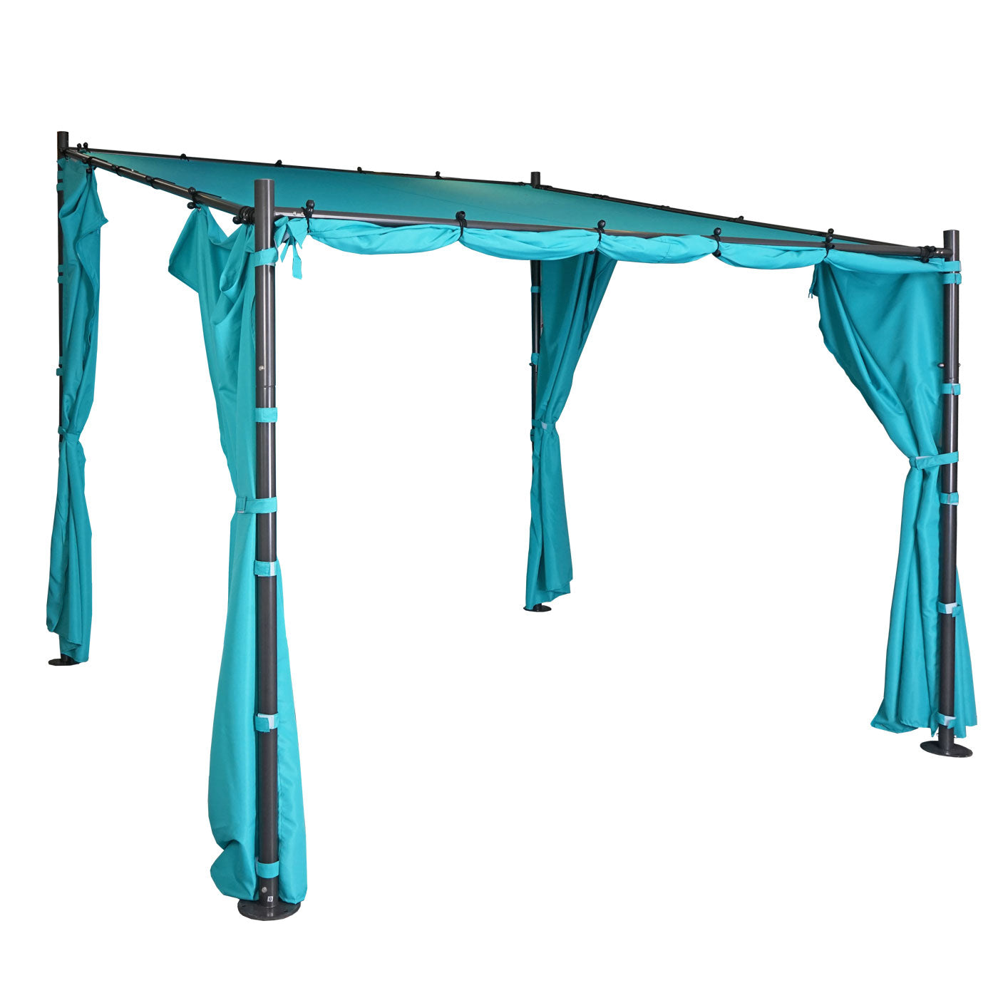 Pergola MCW-A22, aanbouw pergola tuinpaviljoen terrasoverkapping zonwering, 3x3m ~ turquoise + zijwand