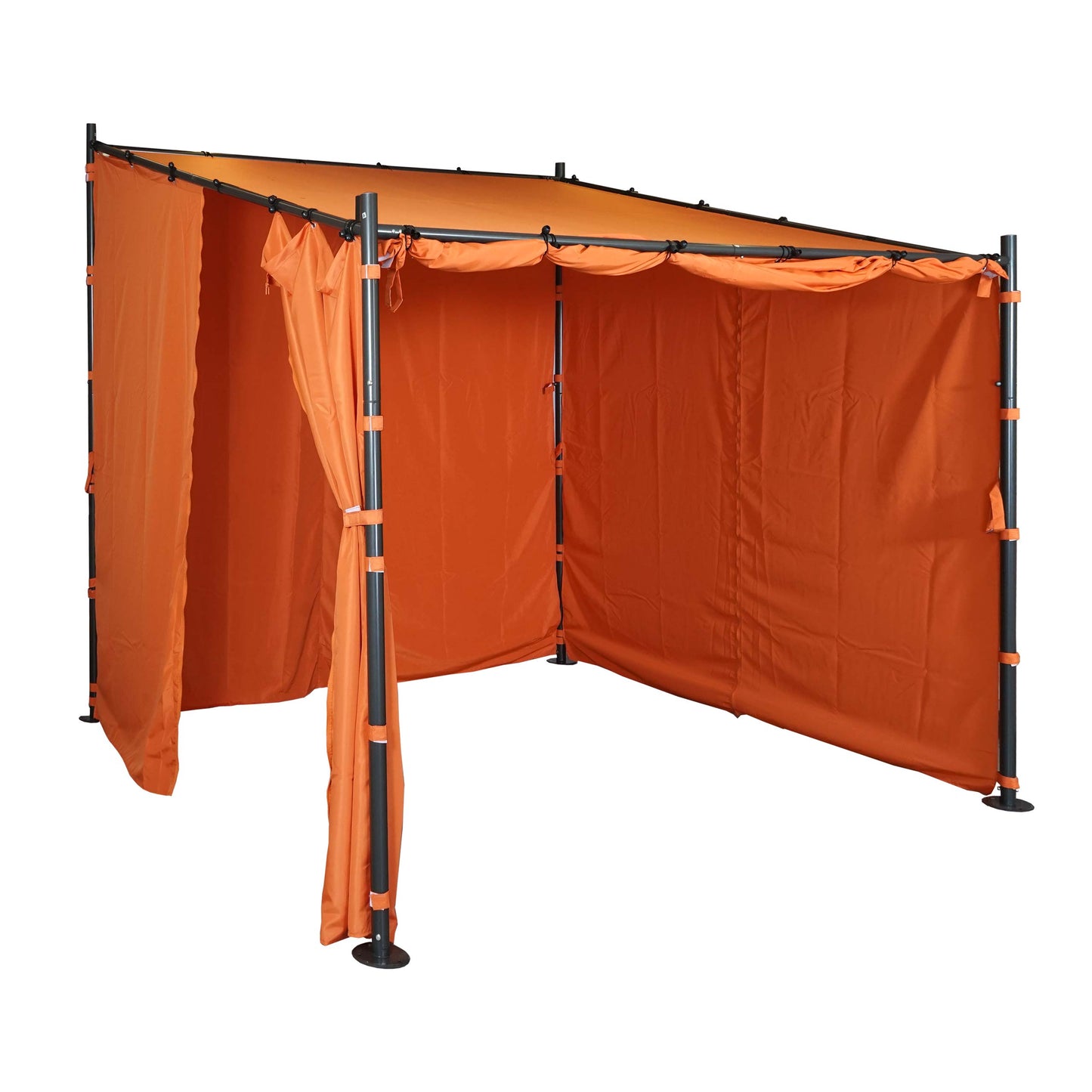 Pergola MCW-A22, aanbouw pergola tuinpaviljoen terrasoverkapping zonwering, 3x3m ~ terracotta + zijwand