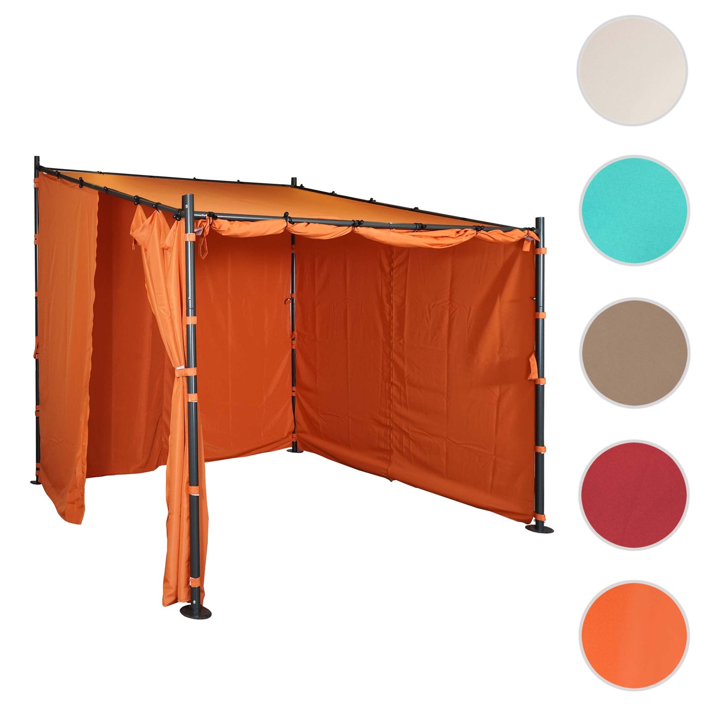 Pergola MCW-A22, aanbouw pergola tuinpaviljoen terrasoverkapping zonwering, 3x3m ~ terracotta + zijwand