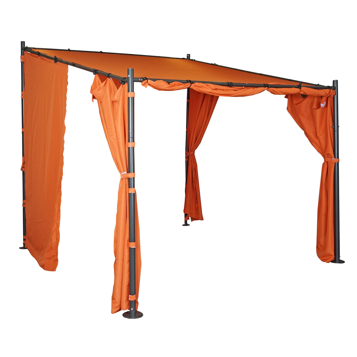 Pergola MCW-A22, aanbouw pergola tuinpaviljoen terrasoverkapping zonwering, 3x3m ~ terracotta + zijwand