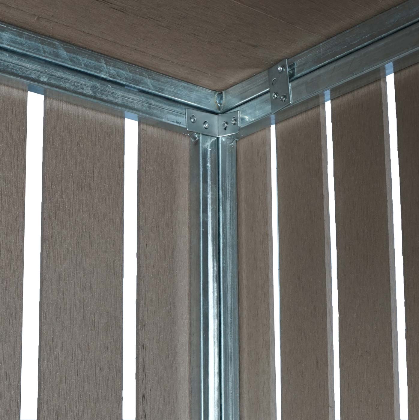 1 WPC afvalemmer deksel uitbreiding MCW-J28, afvalemmer box, metaal hout look ~ bruin