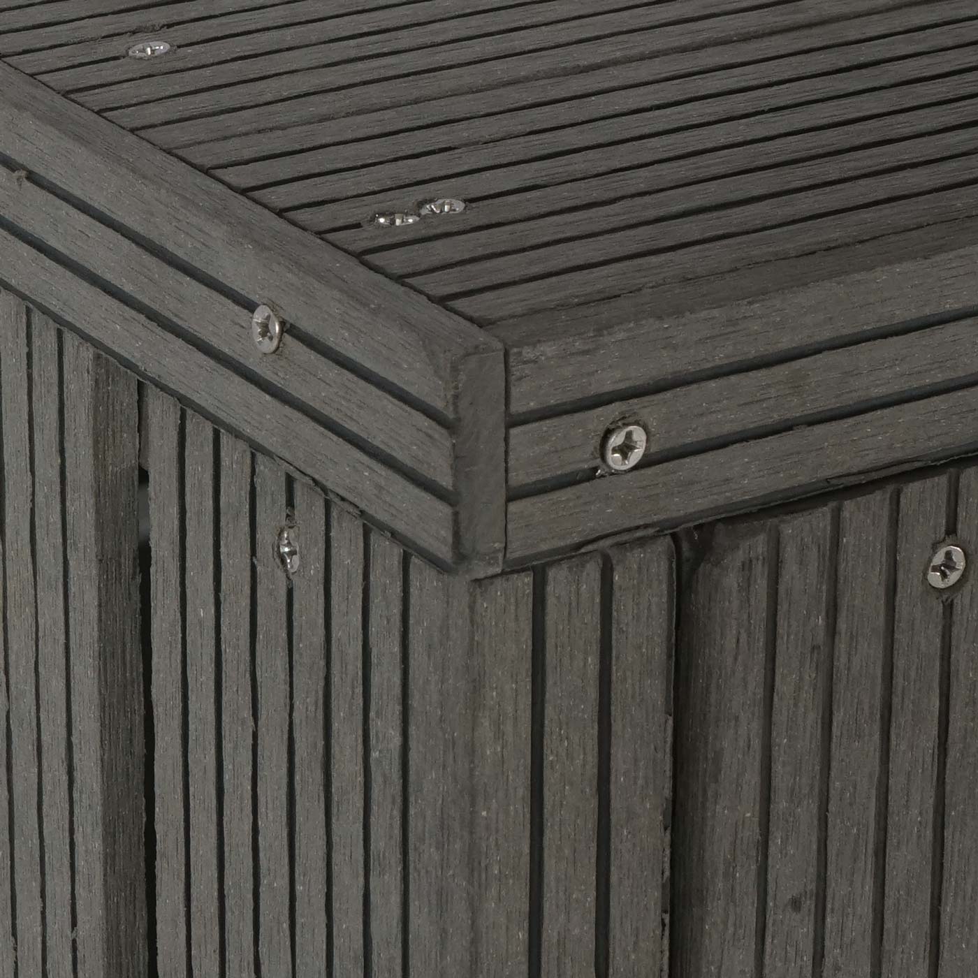 1 WPC afvalemmer deksel uitbreiding MCW-J28, afvalemmer box, metaal hout look ~ grijs