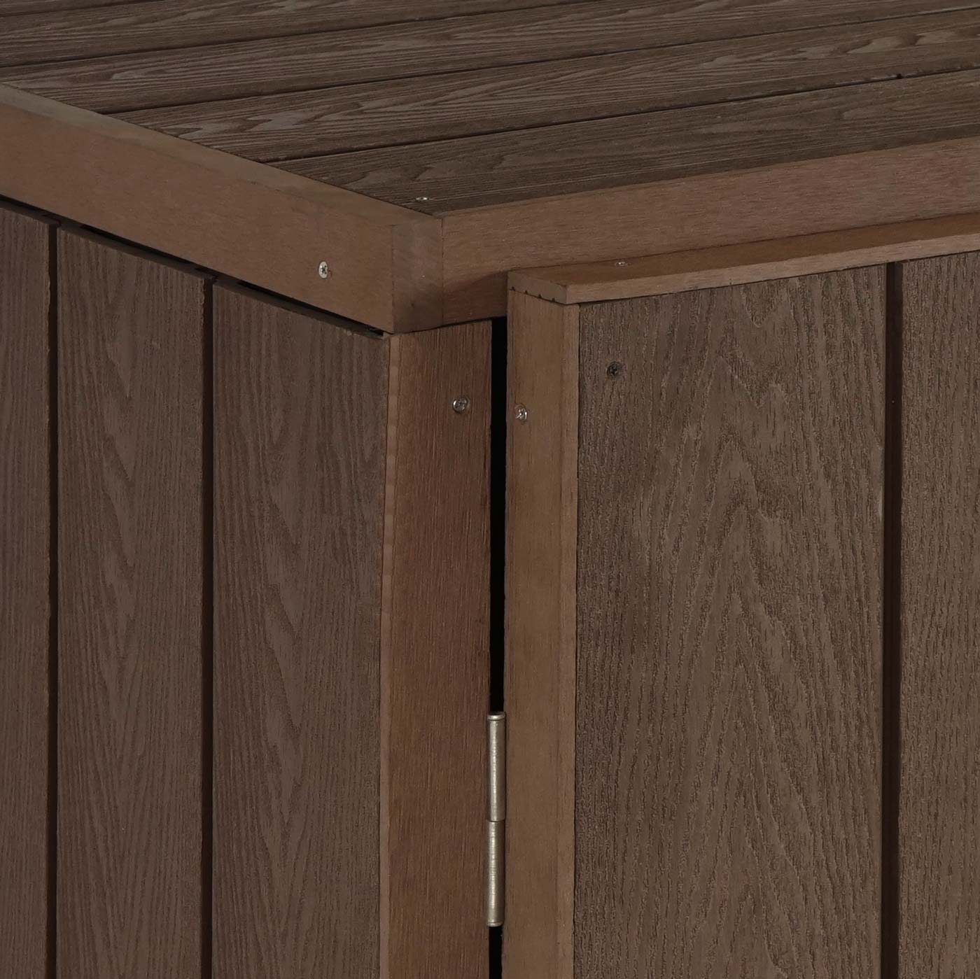 1 WPC afvalemmer deksel uitbreiding MCW-J28, premium afvalemmer box, metaal hout look ~ bruin