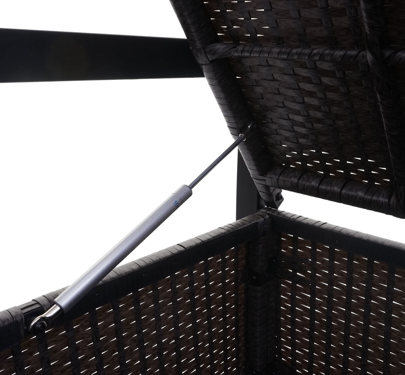 Poly-rattan 2-zitsbank MCW-F39, tuinbank kistbank, opbergvak zitkussens ~ grijs, kussens zwart