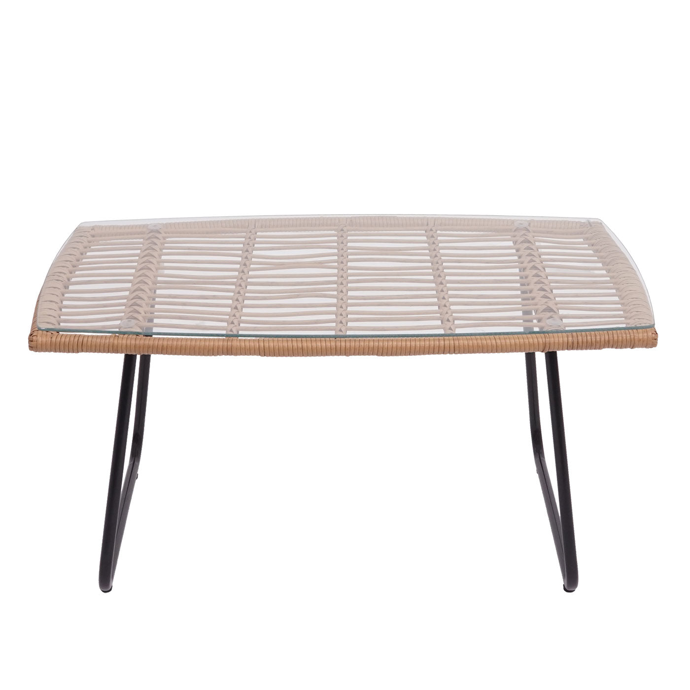 Polyrattan set MCW-G17a, tuinbankstel zitgroep stoel, touw ~ natuurlijke kleur, bekleding crème zonder sierkussens