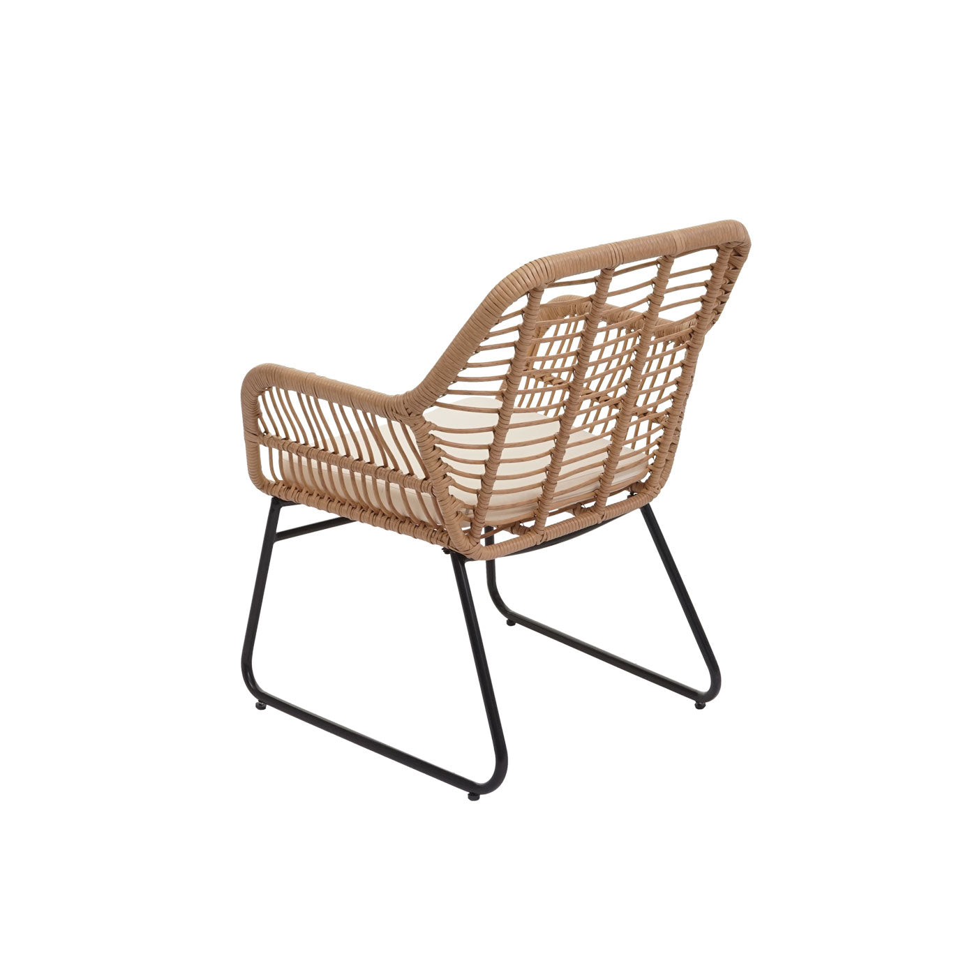Polyrattan set MCW-G17a, tuinbankstel zitgroep stoel, touw ~ natuurlijke kleur, bekleding crème zonder sierkussens
