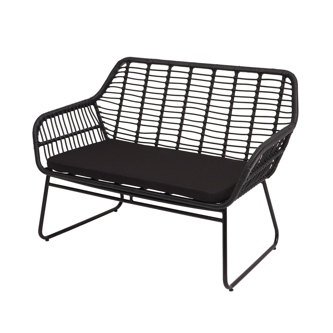 Polyrattan set MCW-G17a, tuinbankstel zitgroep stoel, touw ~ antraciet, bekleding antraciet zonder sierkussens