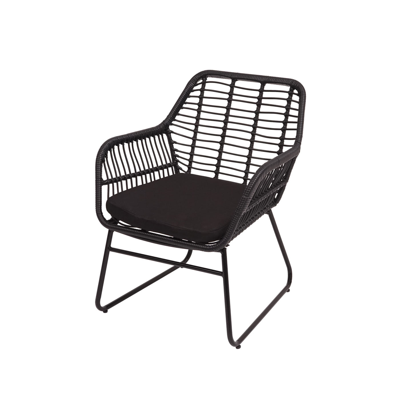 Polyrattan set MCW-G17a, tuinbankstel zitgroep stoel, touw ~ antraciet, bekleding antraciet zonder sierkussens