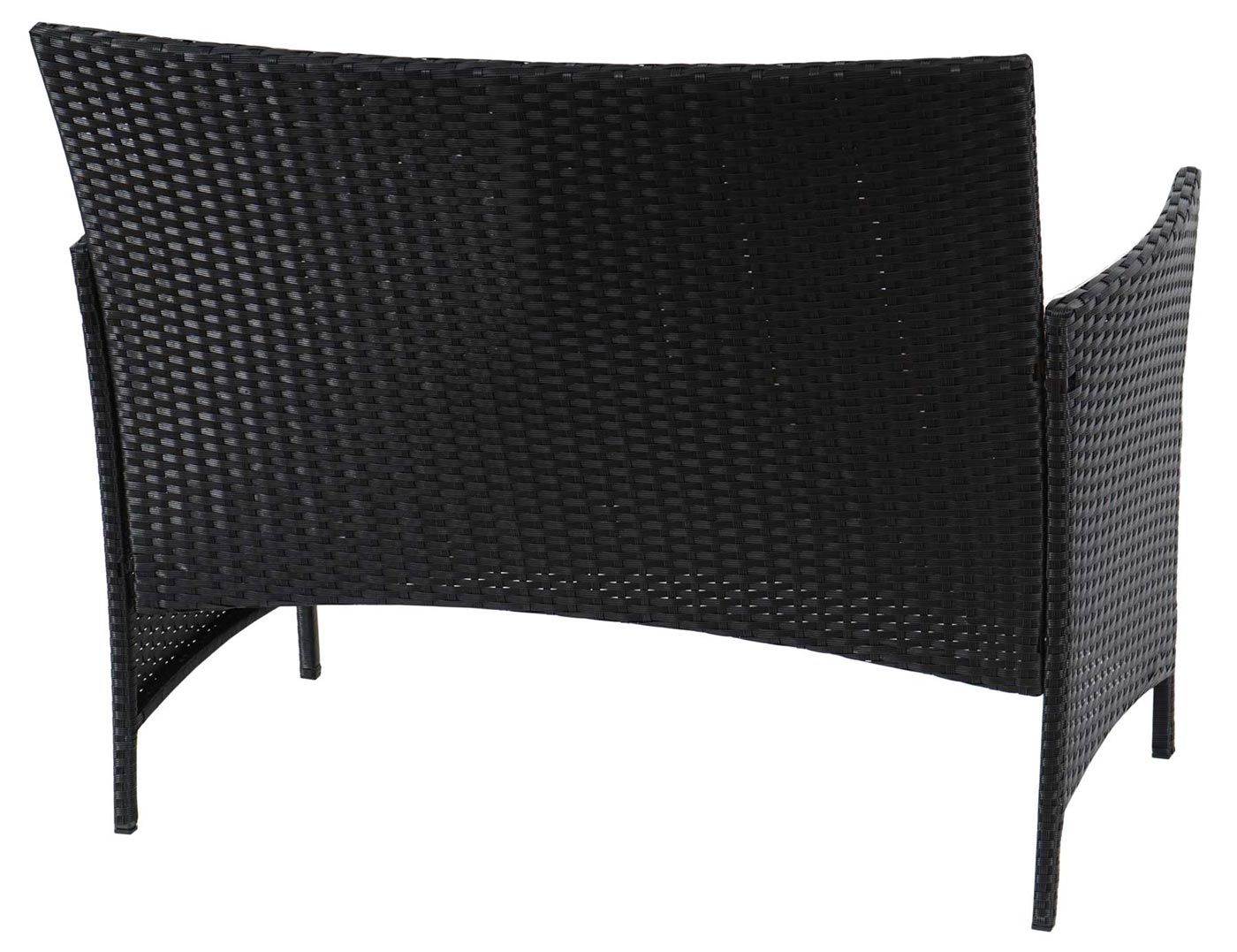 Poly-rattan tuinbank Halden, zitbank ~ zwart, terracotta kussens