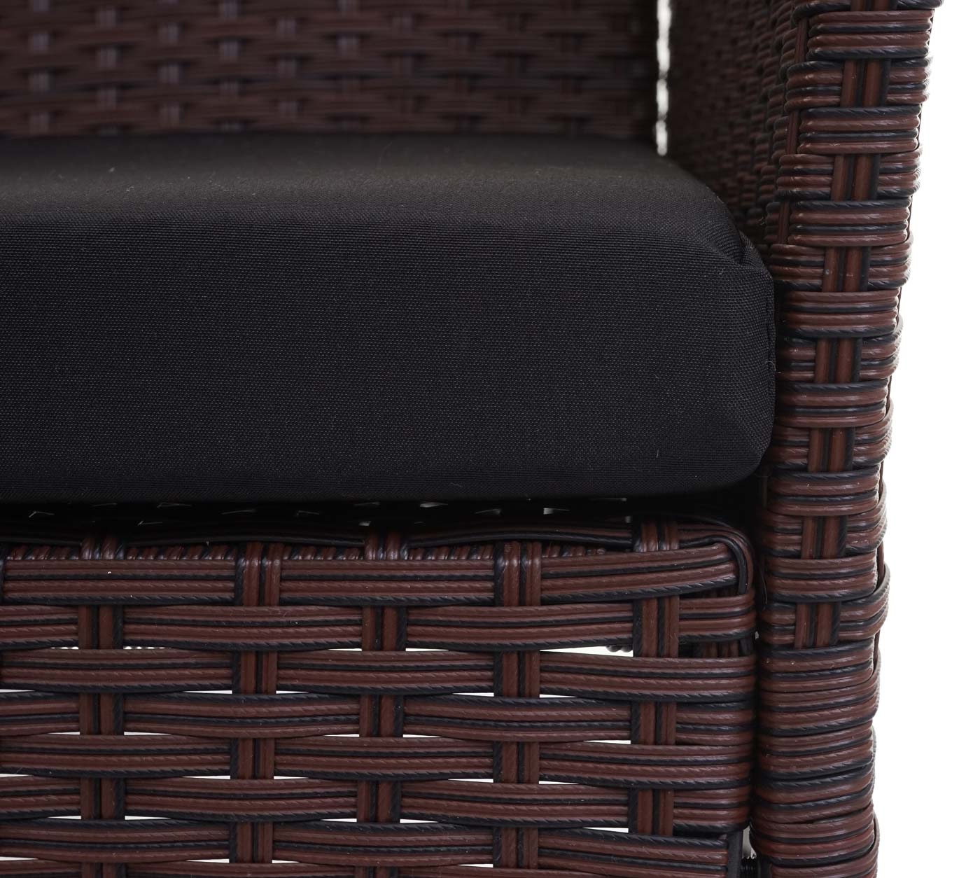 Poly-rattan tuinbank Halden, zitting ~ bruin-gemarmerd, kussens zwart