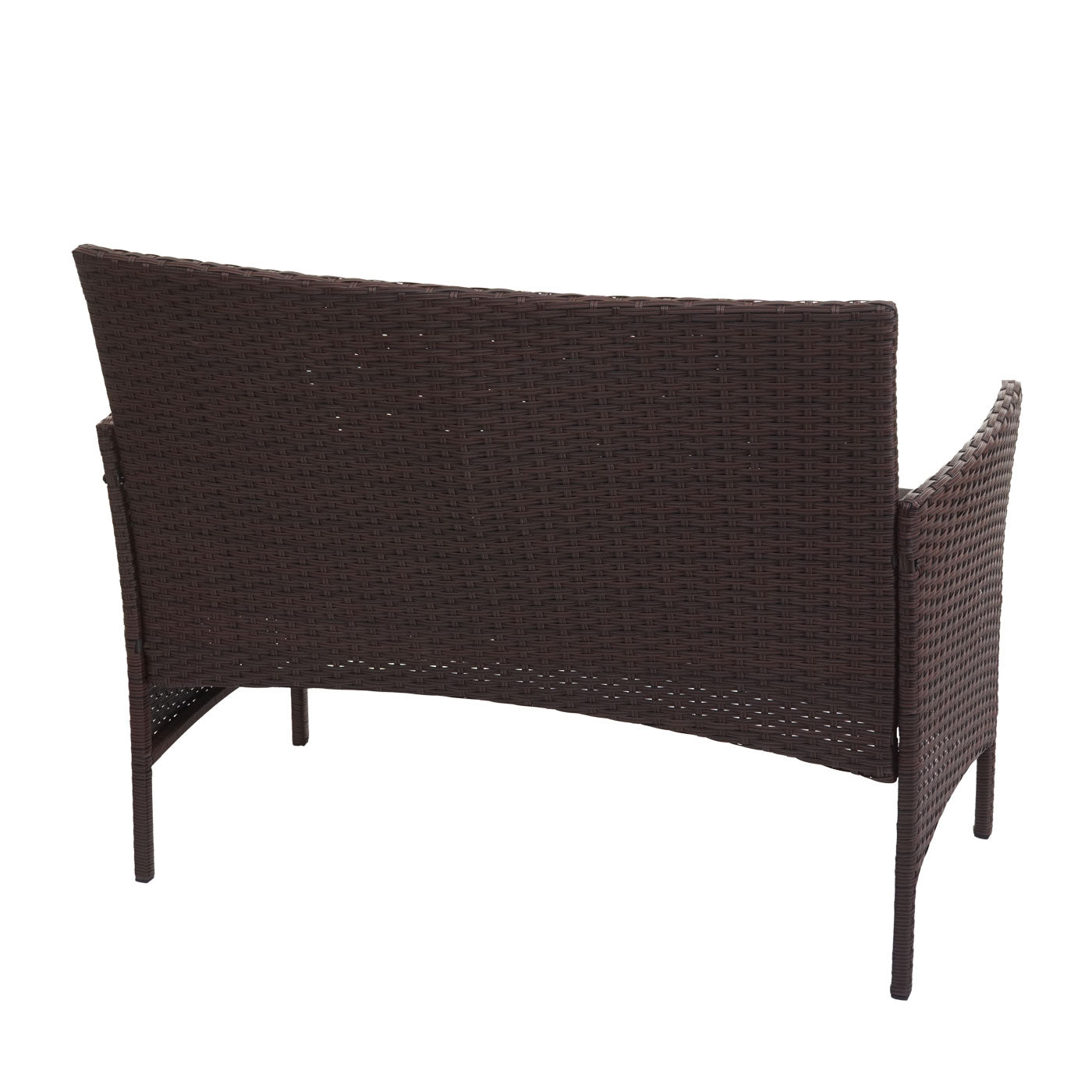 Poly-rattan tuinbank Halden, zitting ~ bruin-gemarmerd, kussens zwart