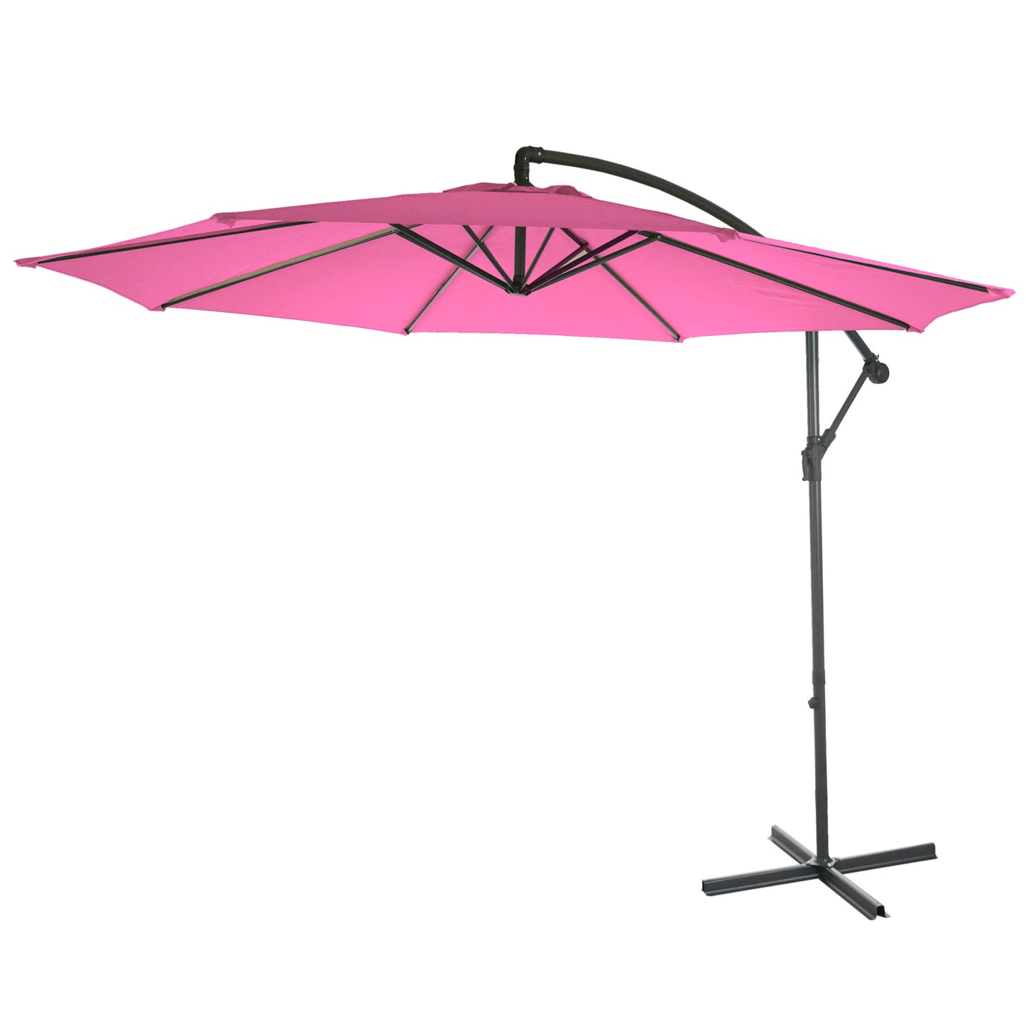 Acerra zweefparasol, parasol zonwering, Ø 3m kantelbaar, polyester/staal 11kg ~ roze zonder voet