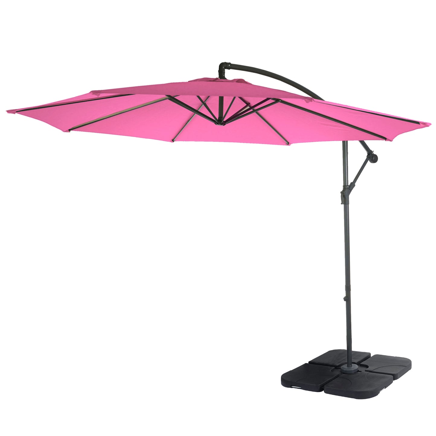 Acerra zweefparasol, parasol, Ø 3m kantelbaar, polyester/staal 11kg ~ roze met voet
