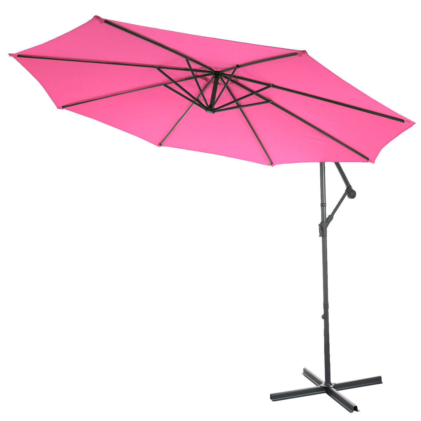 Acerra zweefparasol, parasol zonwering, Ø 3m kantelbaar, polyester/staal 11kg ~ roze zonder voet