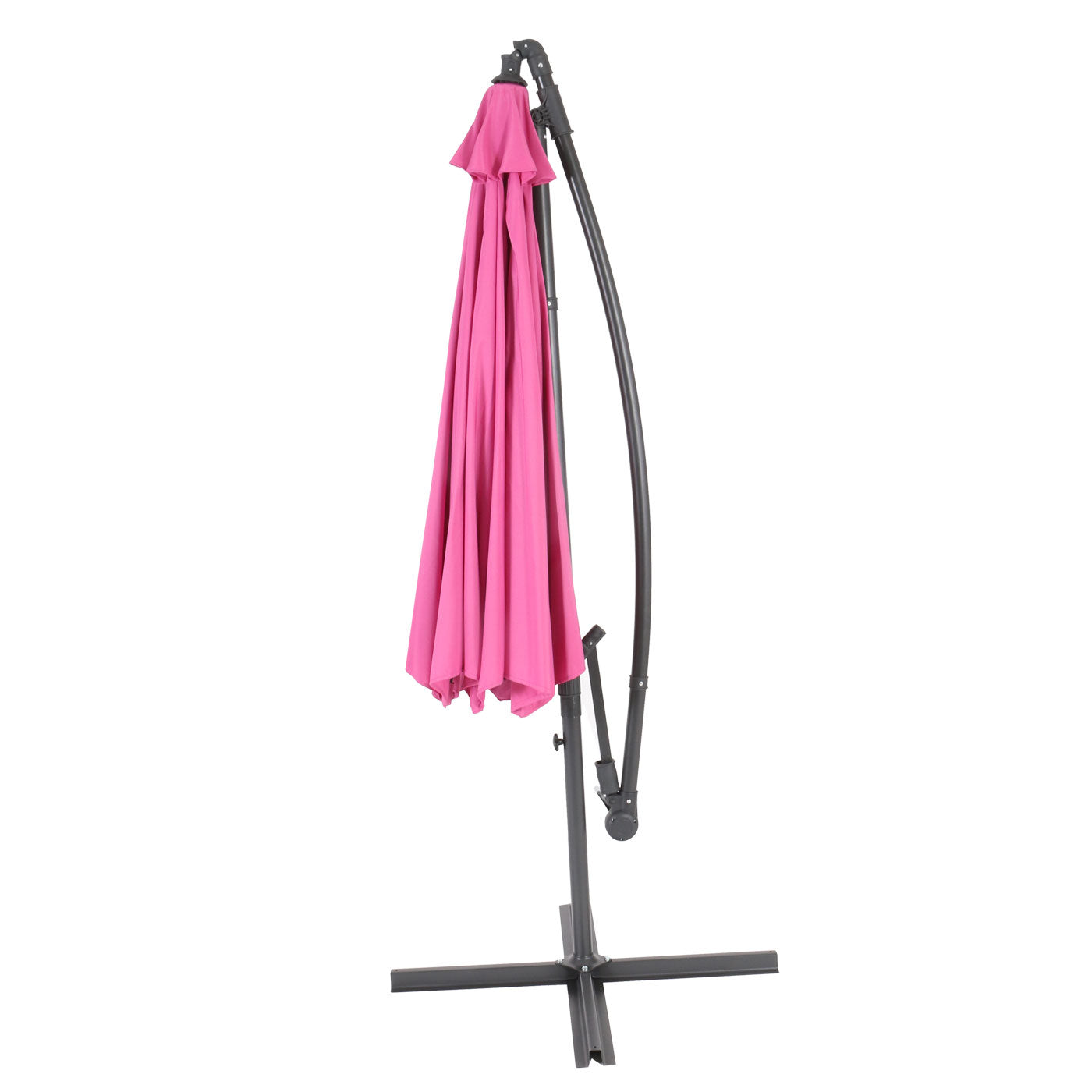 Acerra zweefparasol, parasol zonwering, Ø 3m kantelbaar, polyester/staal 11kg ~ roze zonder voet