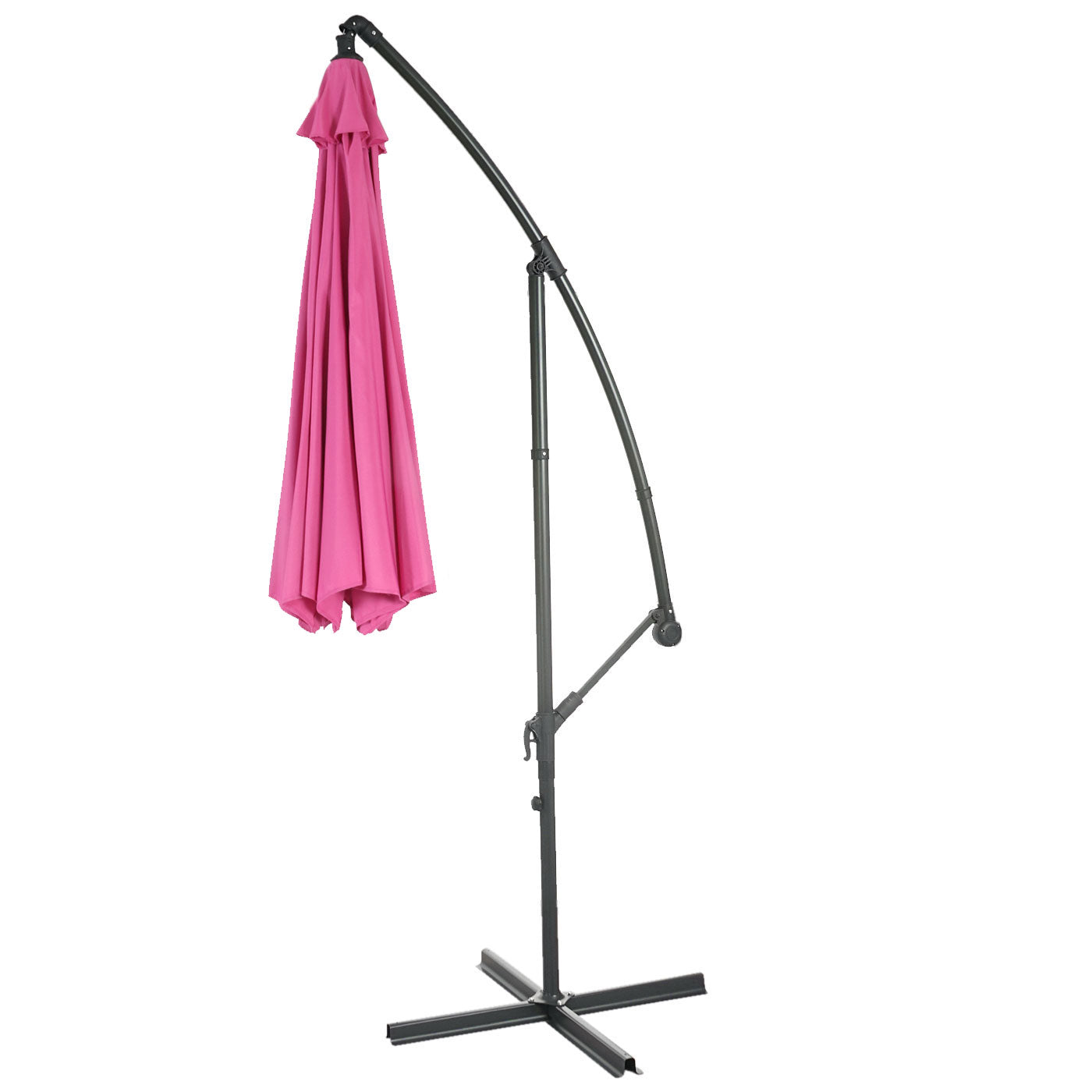 Acerra zweefparasol, parasol zonwering, Ø 3m kantelbaar, polyester/staal 11kg ~ roze zonder voet