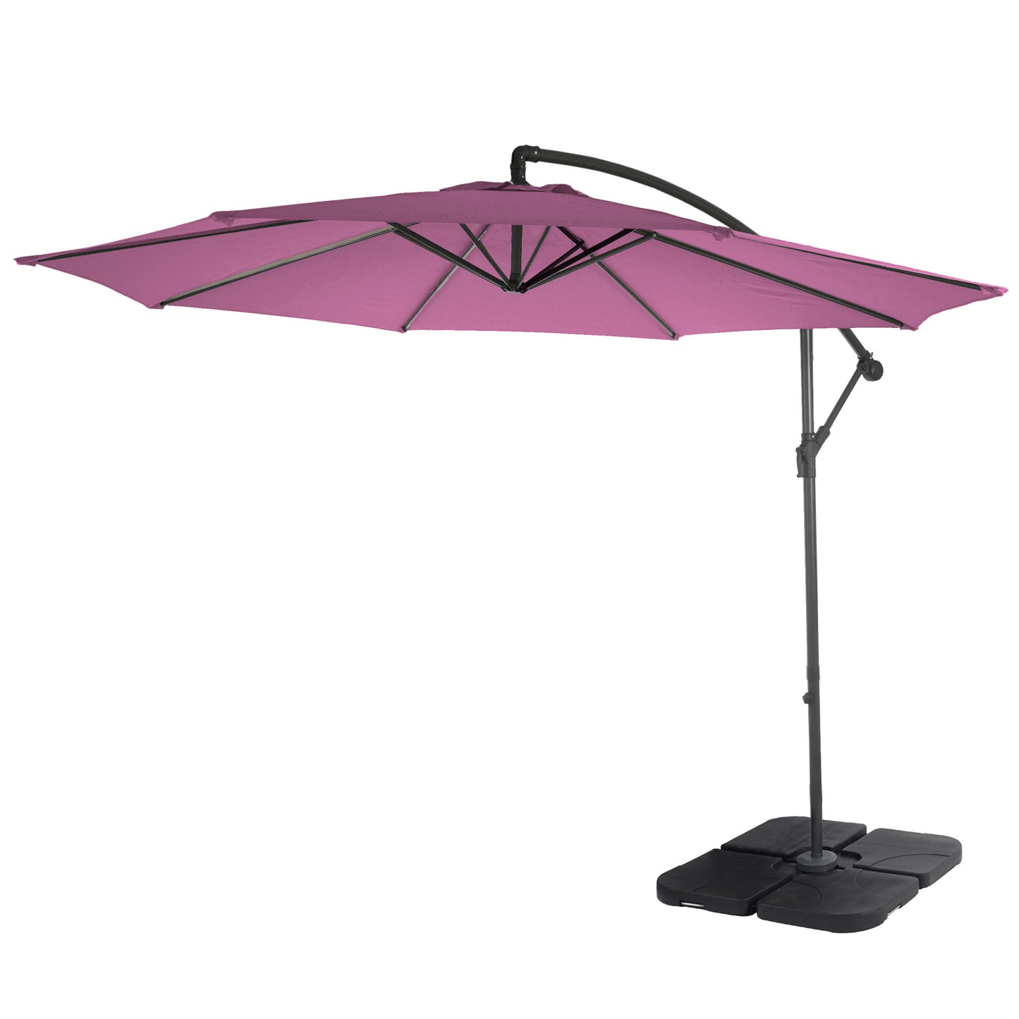 Acerra zweefparasol, parasol, Ø 3m kantelbaar, polyester/staal 11kg ~ lavendel-rood met voet