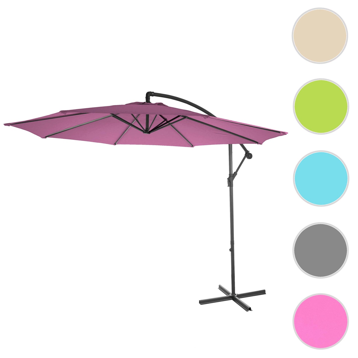Acerra zweefparasol, parasol, Ø 3m kantelbaar, polyester/staal 11kg ~ lavendel-rood zonder voet