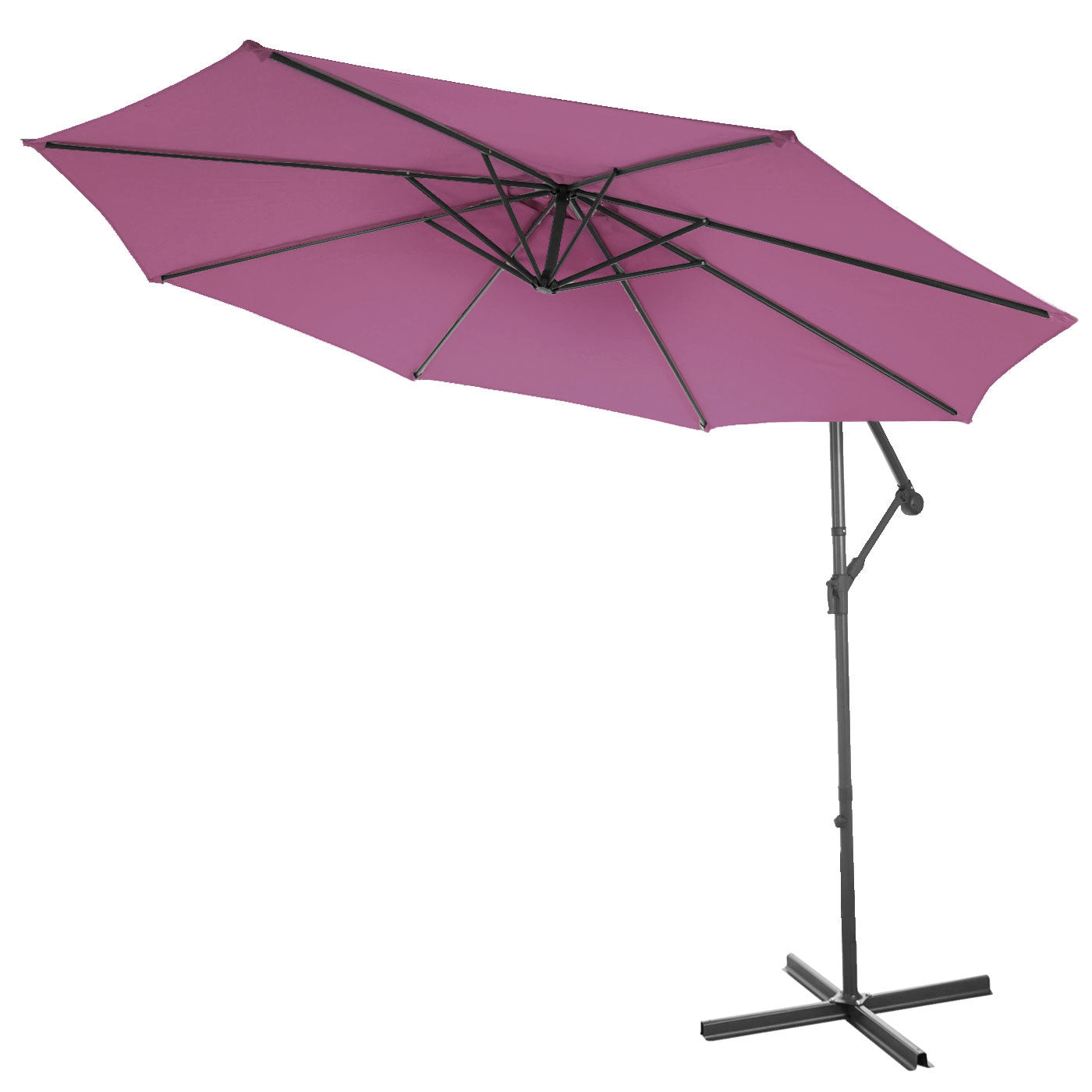 Acerra zweefparasol, parasol, Ø 3m kantelbaar, polyester/staal 11kg ~ lavendel-rood zonder voet