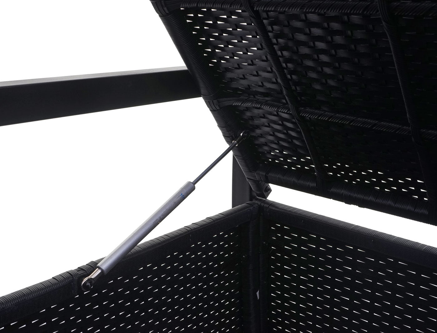 Poly-rattan 3-zitsbank MCW-F39, tuinbank kistbank, opbergvak zitkussens ~ antraciet, kussens zwart