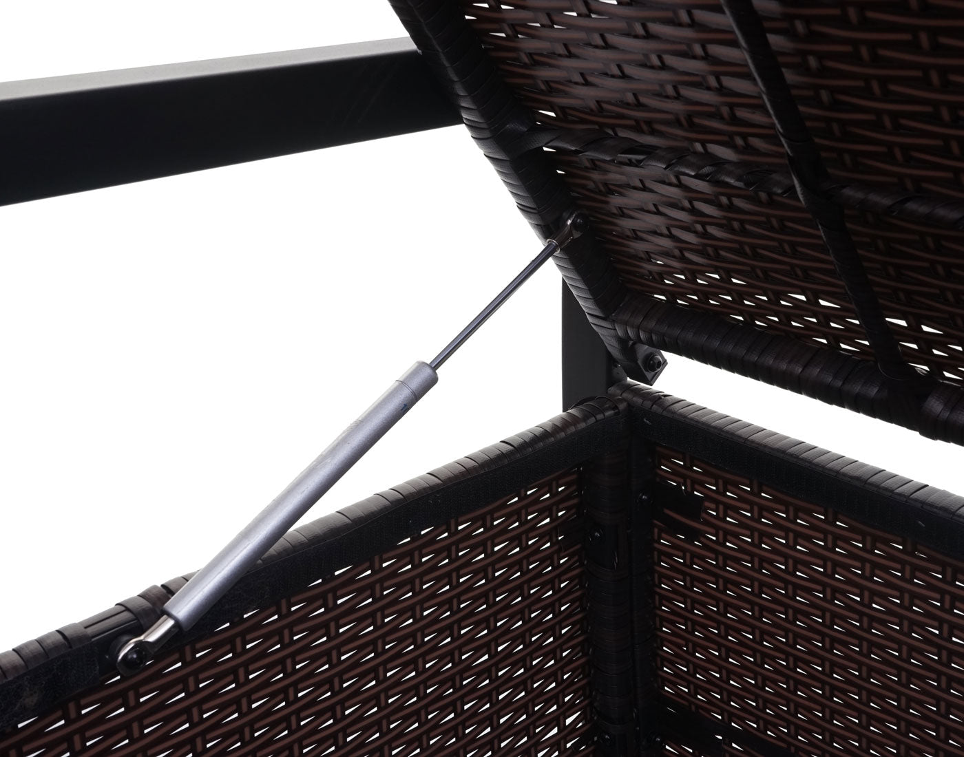 Poly-rattan 3-zitsbank MCW-F39, tuinbank kistbank, opbergvak zitkussens ~ bruin, kussens crème