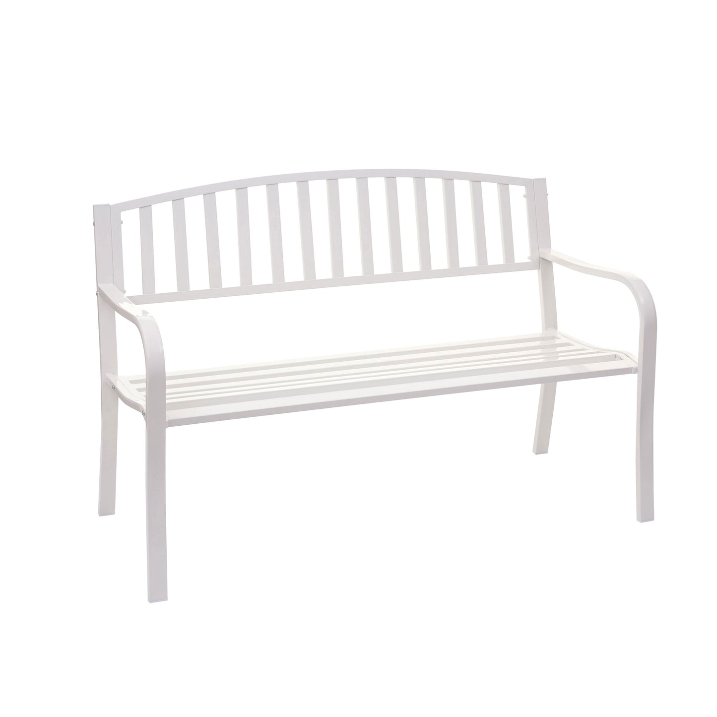 Tuinbank MCW-F43, parkbank, 2-zits gepoedercoat staal ~ wit