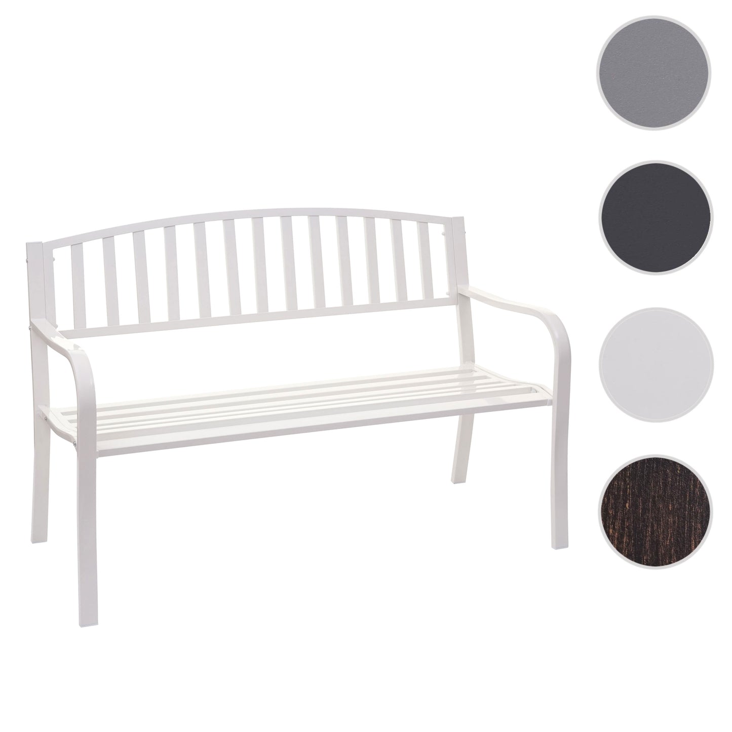 Tuinbank MCW-F43, parkbank, 2-zits gepoedercoat staal ~ wit