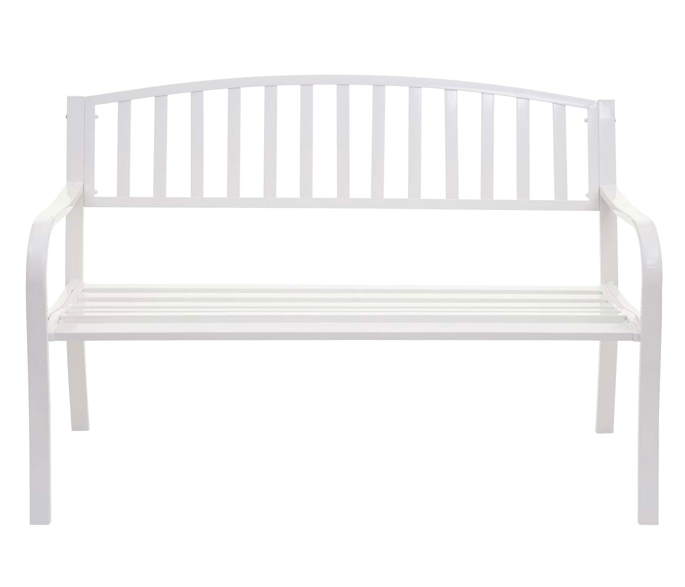 Tuinbank MCW-F43, parkbank, 2-zits gepoedercoat staal ~ wit